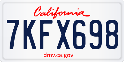 CA license plate 7KFX698