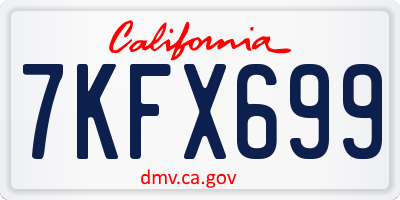 CA license plate 7KFX699