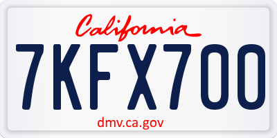 CA license plate 7KFX700