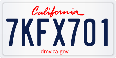 CA license plate 7KFX701