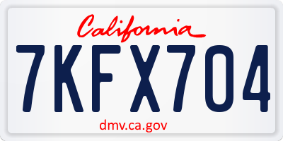 CA license plate 7KFX704