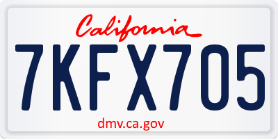 CA license plate 7KFX705