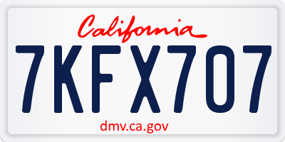 CA license plate 7KFX707