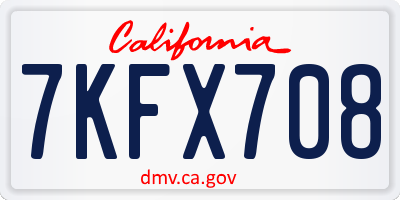 CA license plate 7KFX708
