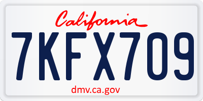 CA license plate 7KFX709
