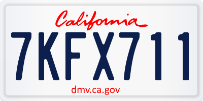 CA license plate 7KFX711