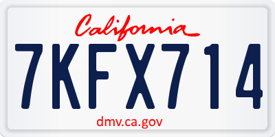 CA license plate 7KFX714
