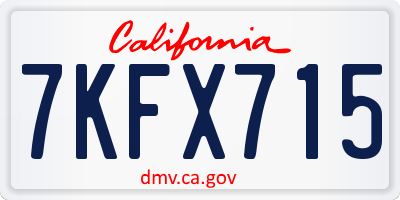 CA license plate 7KFX715