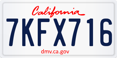 CA license plate 7KFX716