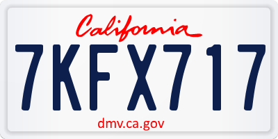 CA license plate 7KFX717