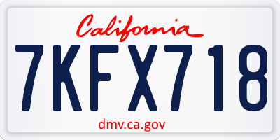 CA license plate 7KFX718