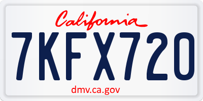 CA license plate 7KFX720