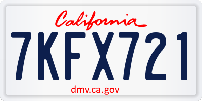 CA license plate 7KFX721