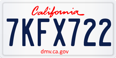 CA license plate 7KFX722