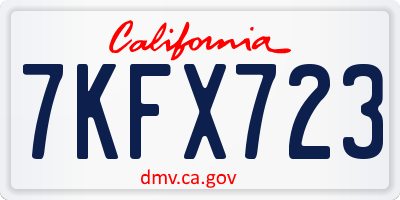 CA license plate 7KFX723