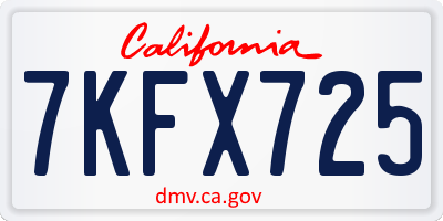 CA license plate 7KFX725