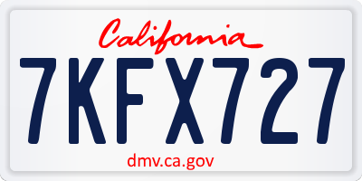 CA license plate 7KFX727