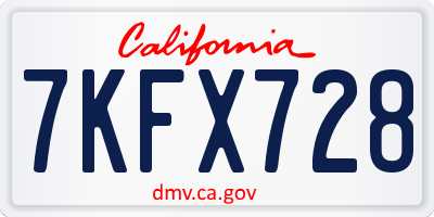 CA license plate 7KFX728