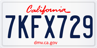 CA license plate 7KFX729