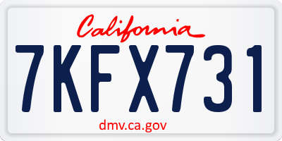 CA license plate 7KFX731