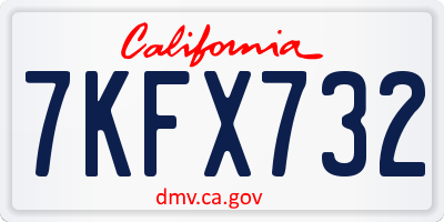 CA license plate 7KFX732