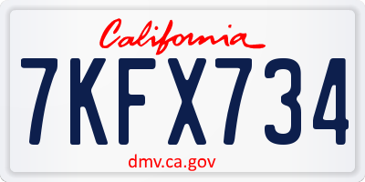 CA license plate 7KFX734