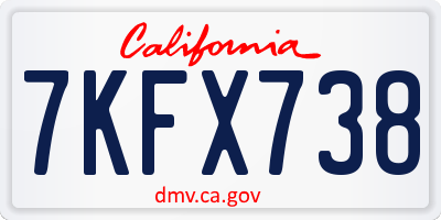 CA license plate 7KFX738