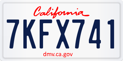 CA license plate 7KFX741