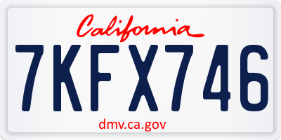 CA license plate 7KFX746