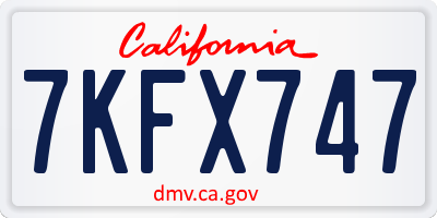 CA license plate 7KFX747