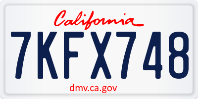 CA license plate 7KFX748