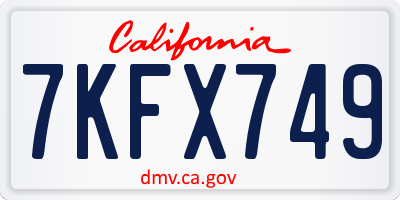 CA license plate 7KFX749