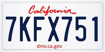 CA license plate 7KFX751