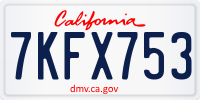 CA license plate 7KFX753