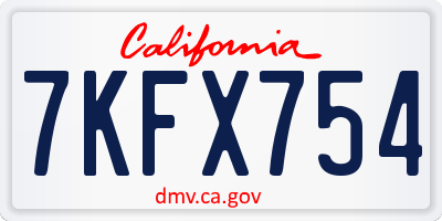 CA license plate 7KFX754
