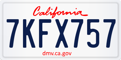 CA license plate 7KFX757