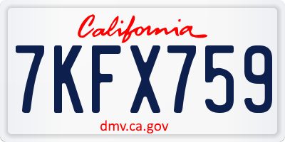 CA license plate 7KFX759