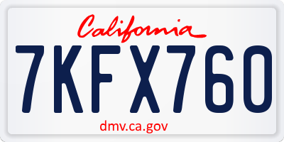 CA license plate 7KFX760