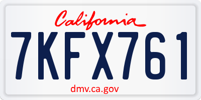CA license plate 7KFX761