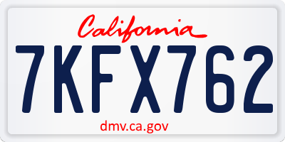 CA license plate 7KFX762