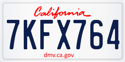 CA license plate 7KFX764