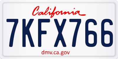 CA license plate 7KFX766