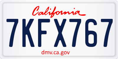CA license plate 7KFX767