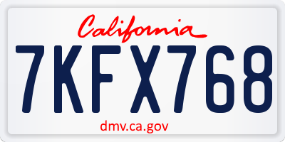 CA license plate 7KFX768