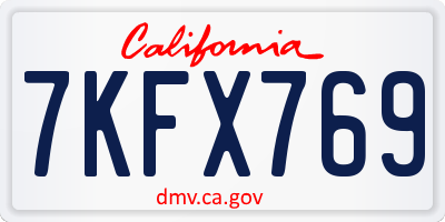 CA license plate 7KFX769