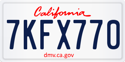 CA license plate 7KFX770