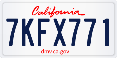 CA license plate 7KFX771