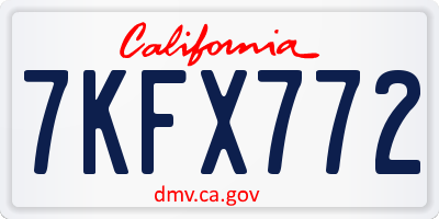 CA license plate 7KFX772