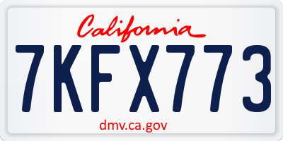 CA license plate 7KFX773