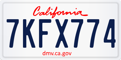 CA license plate 7KFX774